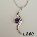 Amethyst silver wave necklace