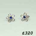 Sapphire 9ct white gold stud daisy earrings