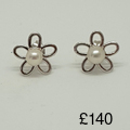  Silver Acoya Pearl Flower Earrings