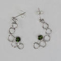 Textured silver tourmaline earring