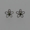 Silver peridot flower earrings