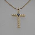 Sapphire and diamond 18ct gold necklace