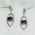 Silver and rhodolite garnet earrings