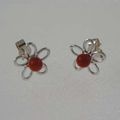 Coral flower stud earrings