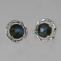 Silver labradorite stud earrings