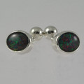 Opal triplet cufflinks in rhodium plated silver 