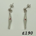 Silver ruby dropper earrings