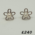  Silver Acoya Pearl Flower Earrings