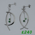 Assymetrical tsavorite silver earrings