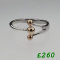 9ct yellow white gold bead ring